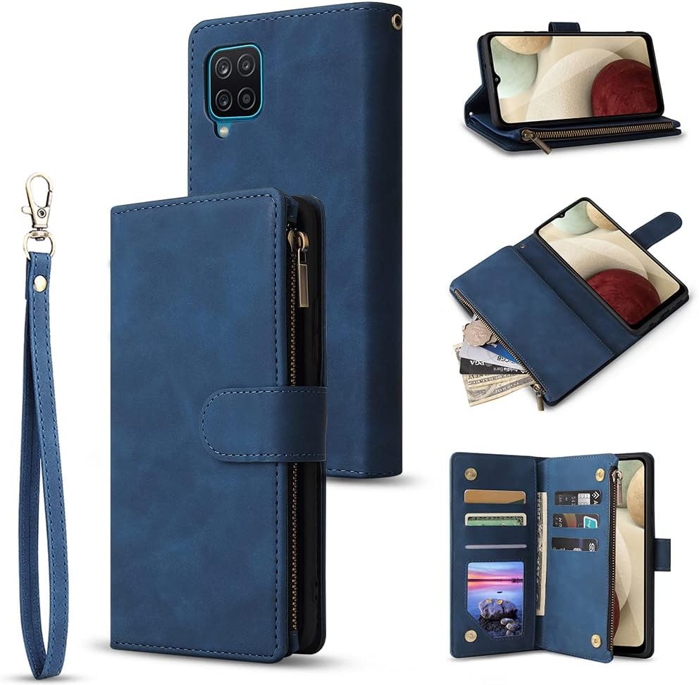 Buy L Fadnut For Samsung Galaxy A12 Case Leather Wallet Flip Phone Cover With Card Holder Slots Stand View Shockproof Folio For Samsung A12 5g Phone Case Blue Online At Lowest Price In