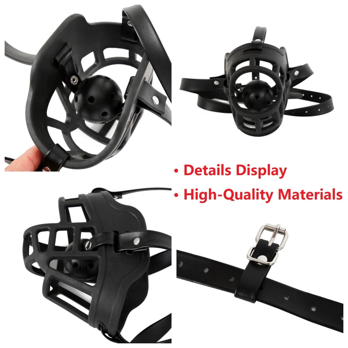 BDSM Open Mouth Gag Dog Muzzle Ball Gag SM Adjustable Open Mouth Ball Gag Fetish Head Harness for Men Women Adults Bondage Restraints Sex Play, Erotic Sex Toy for Couples Flirt Slave Roleplay