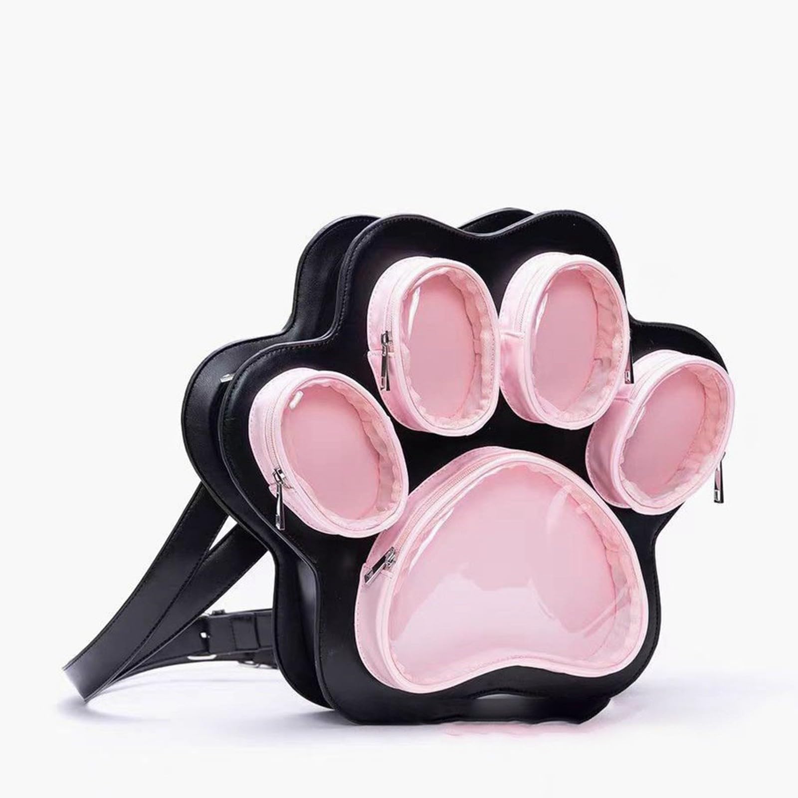 Zainetto Bambino, Zaino Elementari Bambina Resistente, Borsa a Tracolla con Design a Forma di Gatto, in Similpelle, con Tasca Trasparente, per Ragazze e Donne