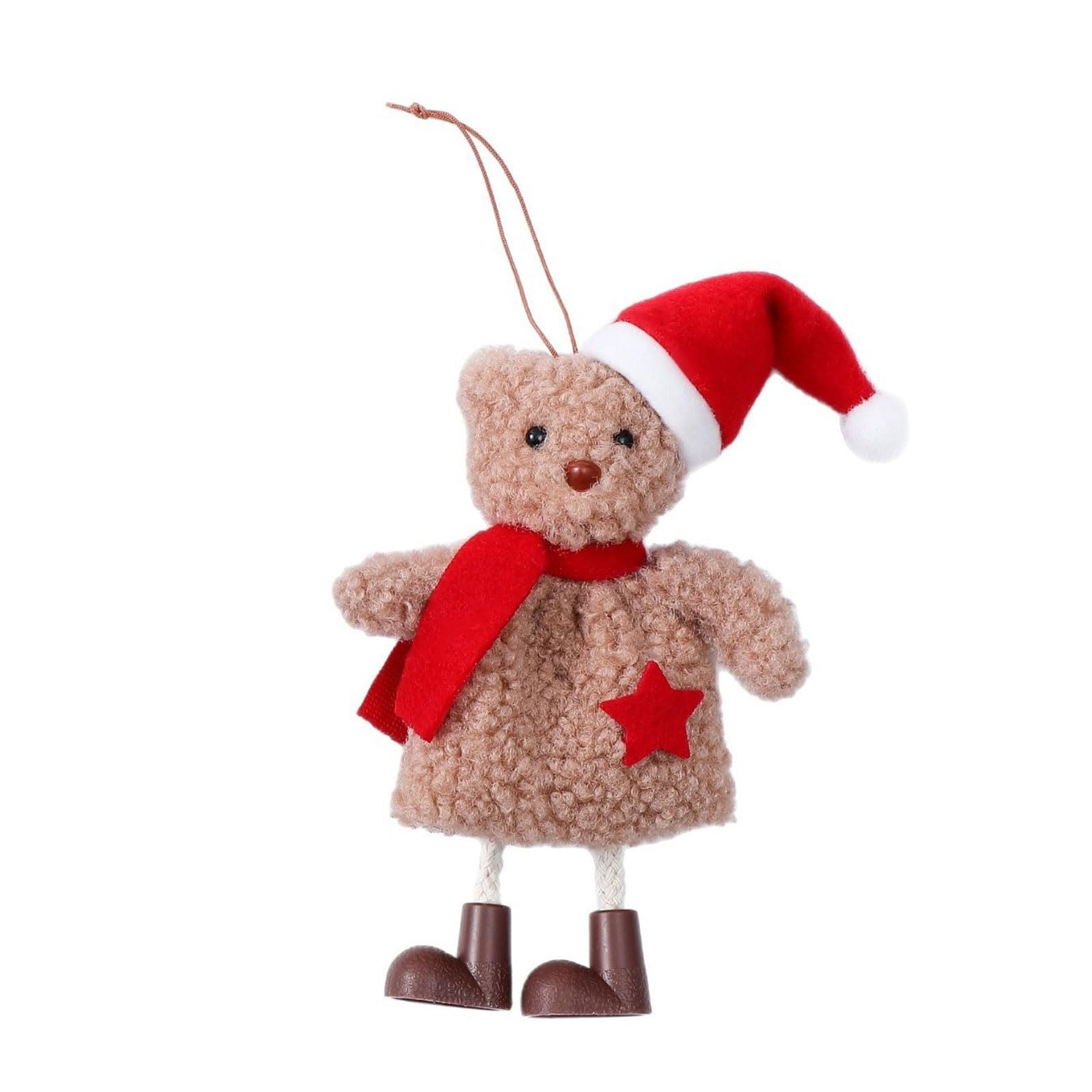 Jazuaiao Santa Bear Christmas Tree Decorations Holiday Fabric Doll Pendant for Home Party Indoor Outdoor Decoration Santa Hat Bear Christmas Ornament