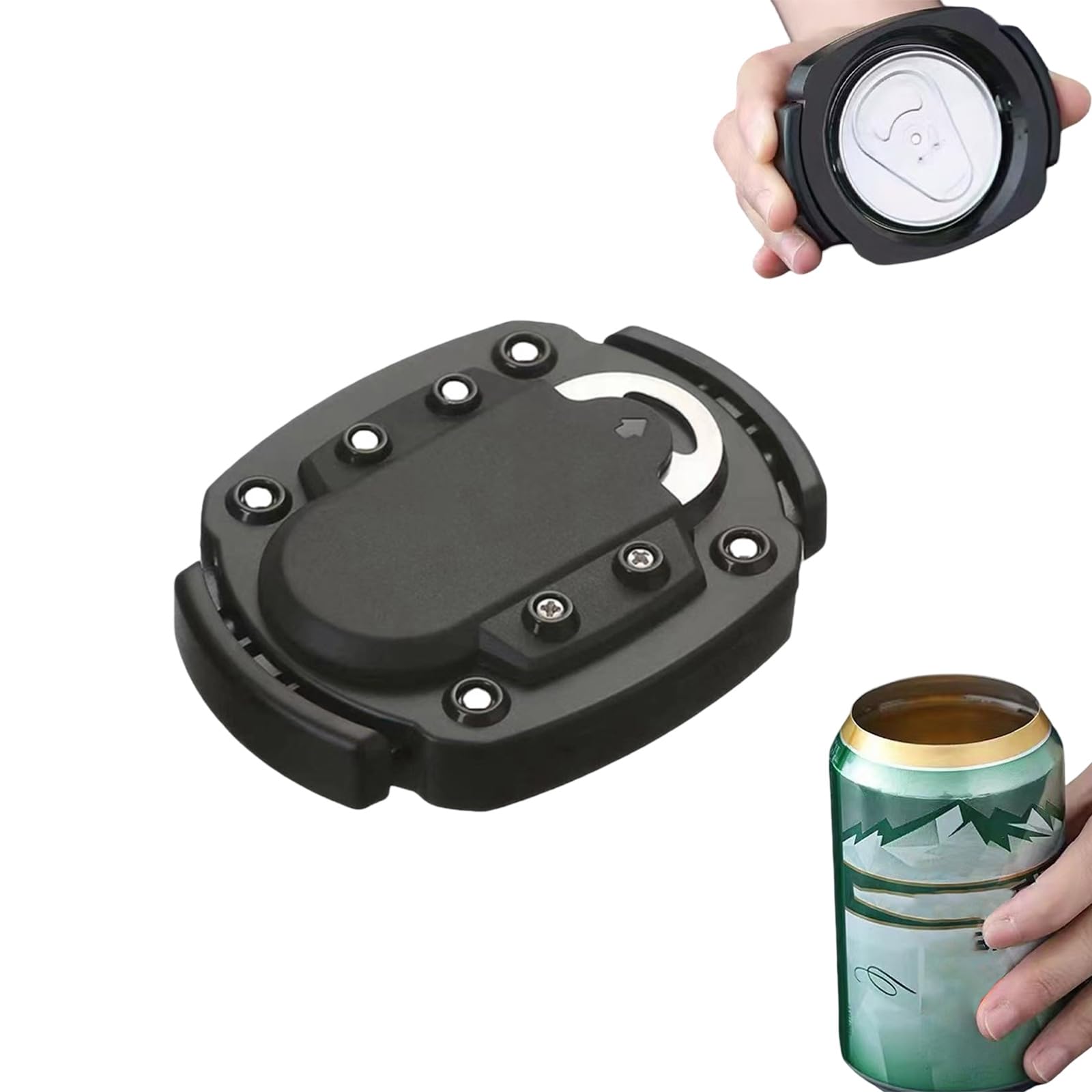 Manual Handheld Can Opener Smooth Edge with Bottle Opener Black for Camping