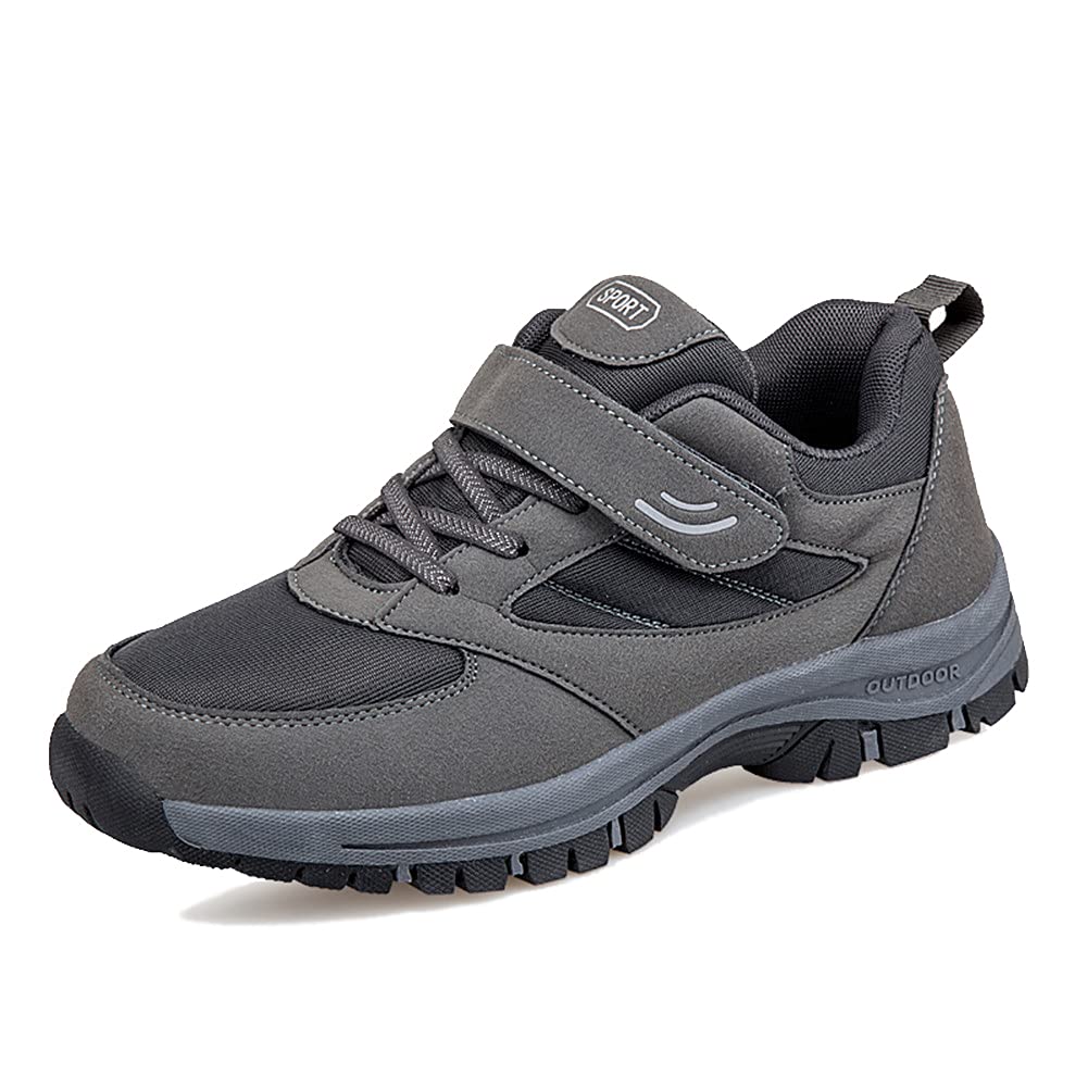 LEADER SHOW Men's Comfortable Walking Shoes Non-Slip Safety Casual Sneakers for Elderly Strap Closure