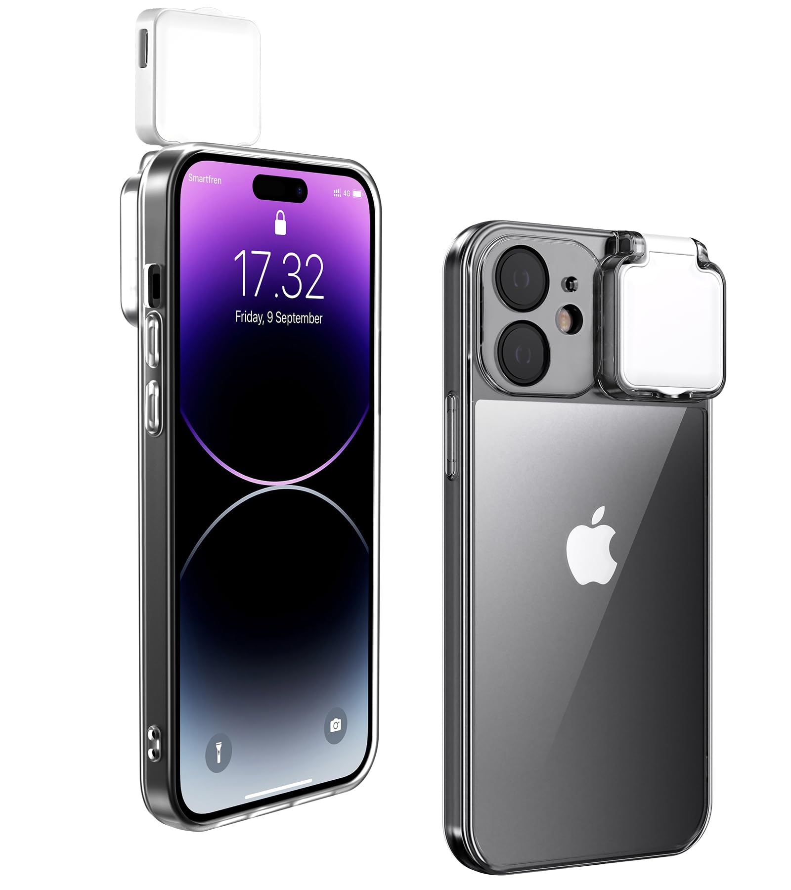 AJDSESelfie Light for iPhone 12 Case Light Up Flash Lighting Selfie Case Rechargeable LED Compatible with Live Stream/Makeup/TIK Tok/Video- Selfie Illuminate for Women Crystal Clear