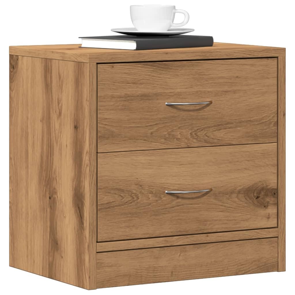 SXZenSpace Slim Bedside Cabinet Artisian Oak 40x30x40 cm Engineered Wood Nightstand with 2 Drawers for Bedroom Corridor and Living Room