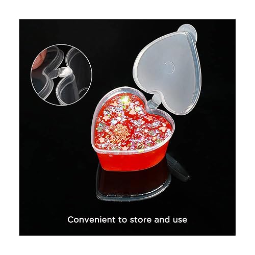 Miniatura 5 de Caja de alimentos con forma de corazón de 1.5 fl oz, con tapas, contenedor de almacenamiento de plástico desechable, caja de pigmentos para