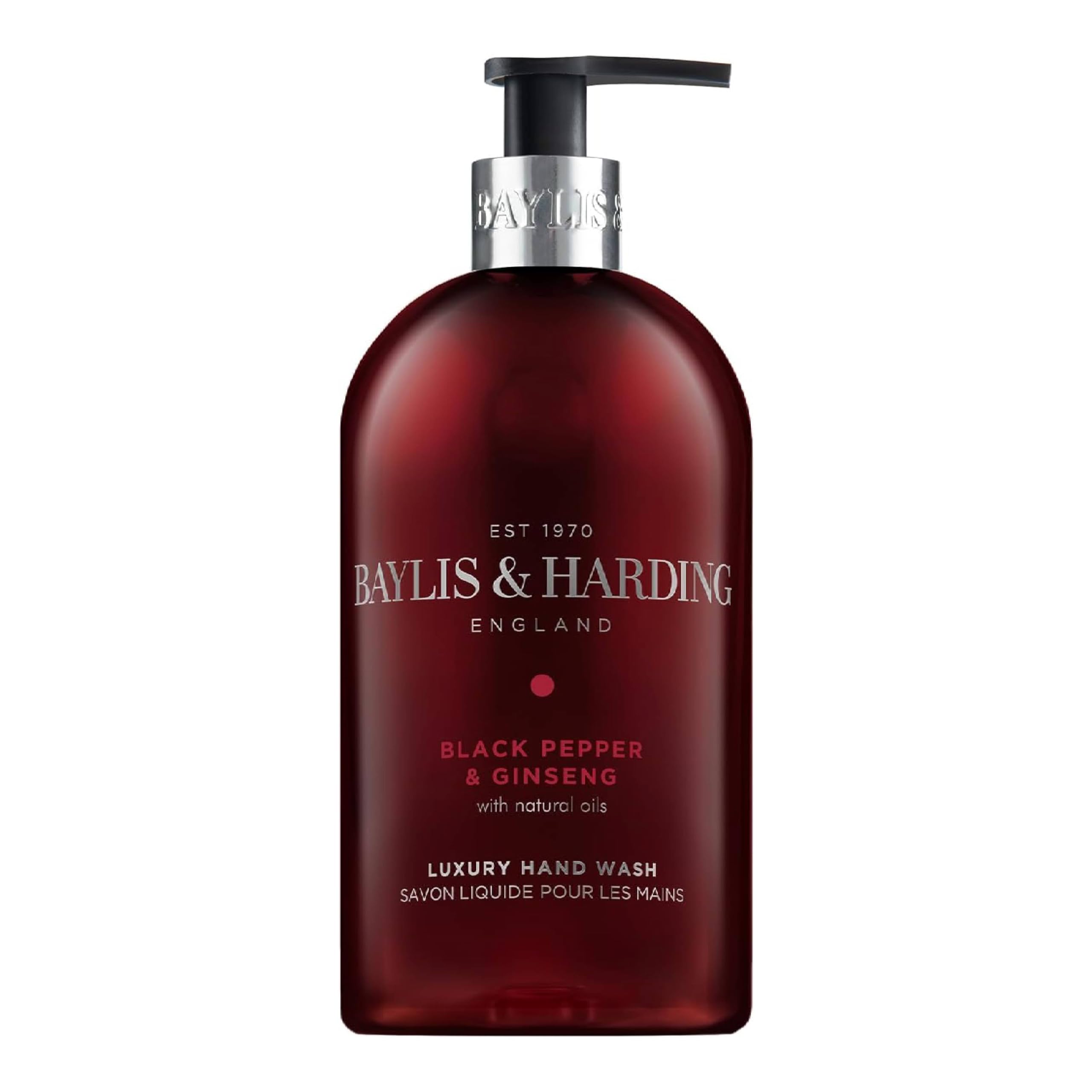 Baylis & Harding Liquid Hand Soap Wash with Dispenser, Black Pepper & Ginseng for Men, 16.9oz/500ml