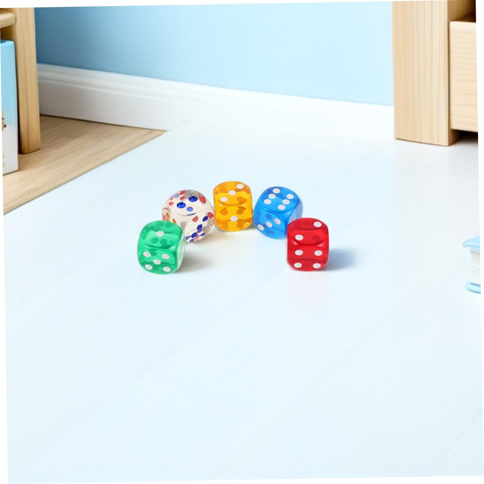 Beaupretty 20 Piezas Dados de Colores Translúcidos Puntos Dados Acrílicos Redondeados para Mesa Enseñanza Matemática Aula y Fiestas Festivas