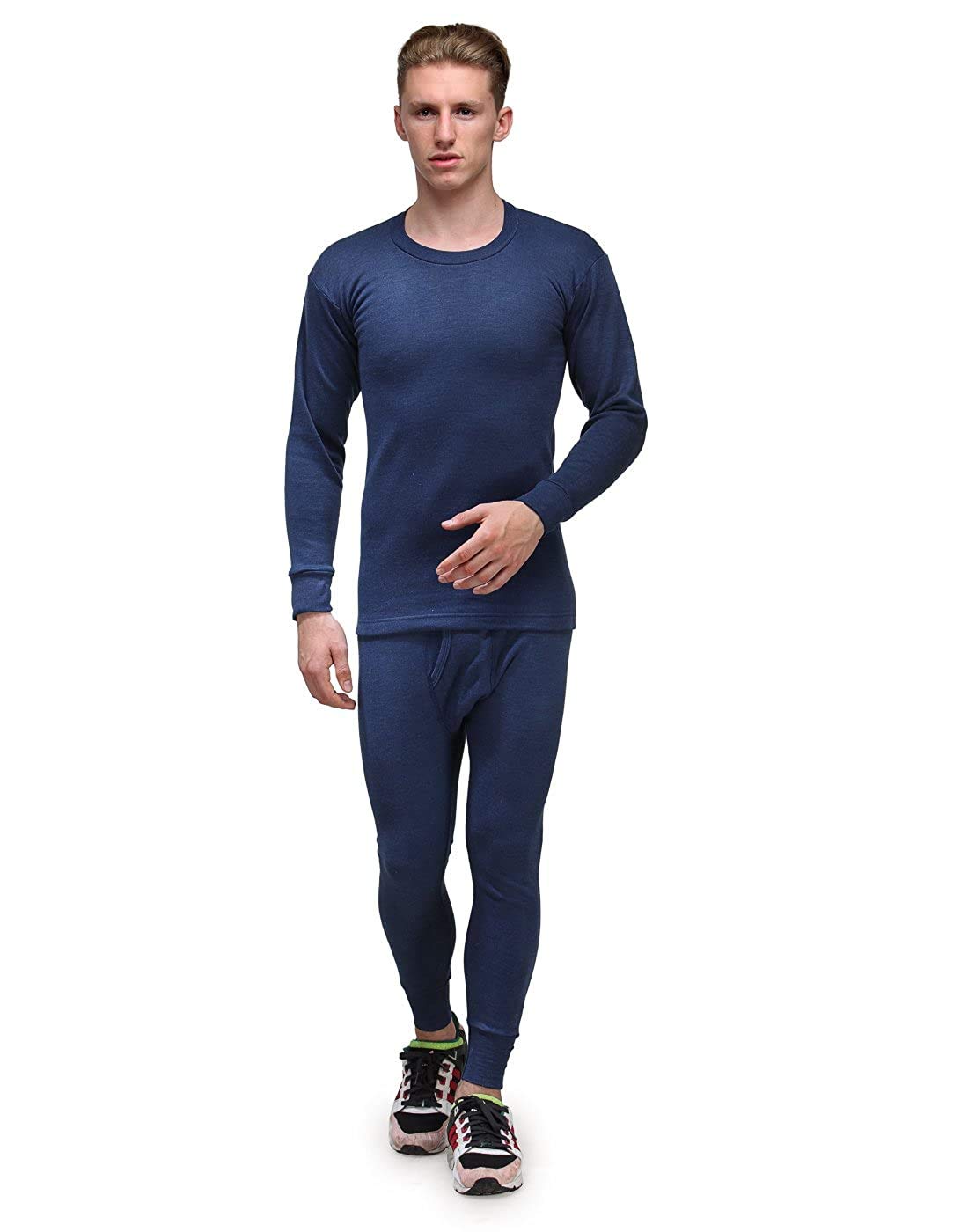 GHR OSWAL THERMAL ROUND NECK TOP AND BOTTOM ( UPPER AND PAJAMA) SET FOR MEN (BLUE, XXL-100CM)