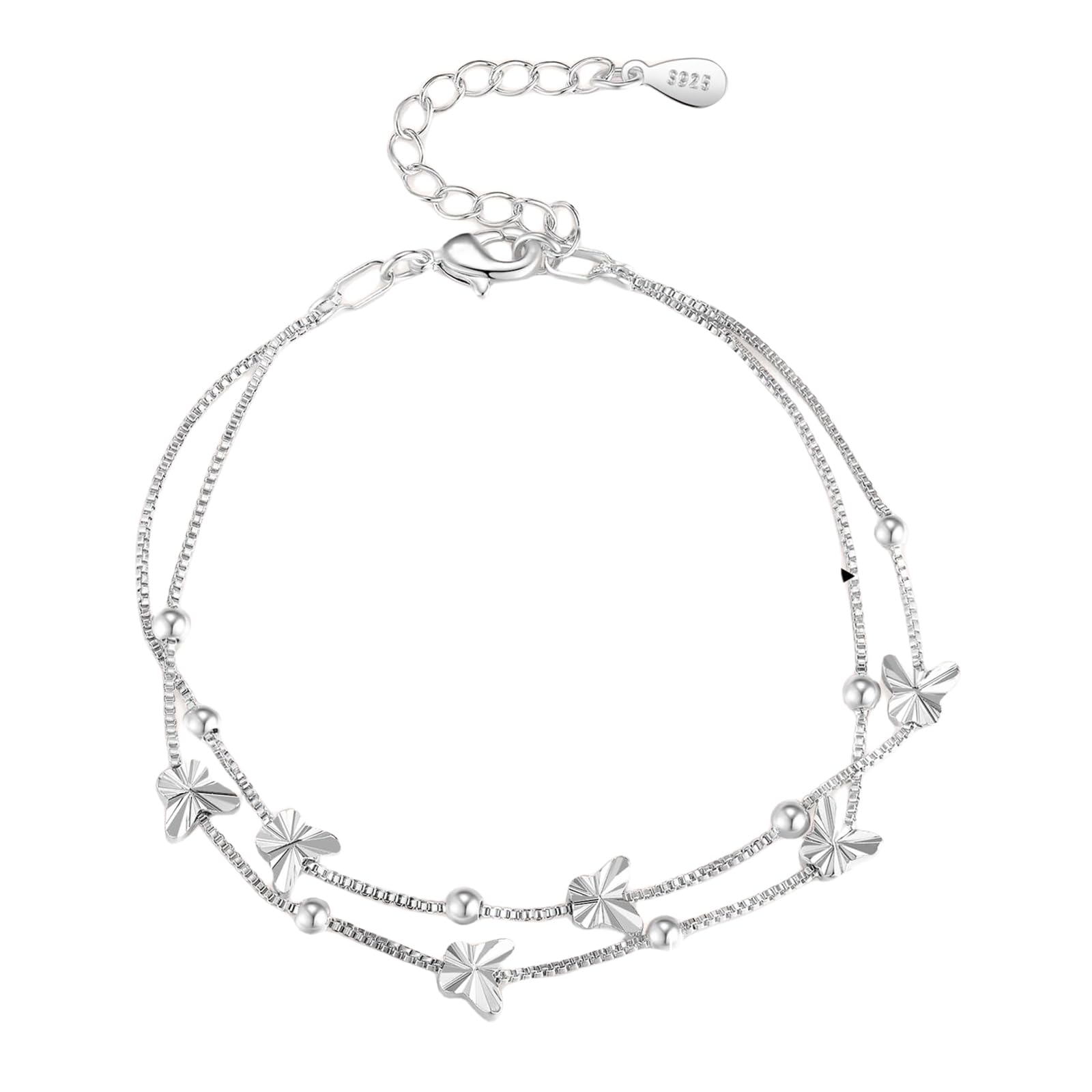 MoguriPulseras para Mujer Pulsera de Plata de Ley 925 Pulsera de Mariposa de Plata Pulsera de Mujer Pulsera de Plata para Mujer Pulsera de Perlas Regalos para Ella