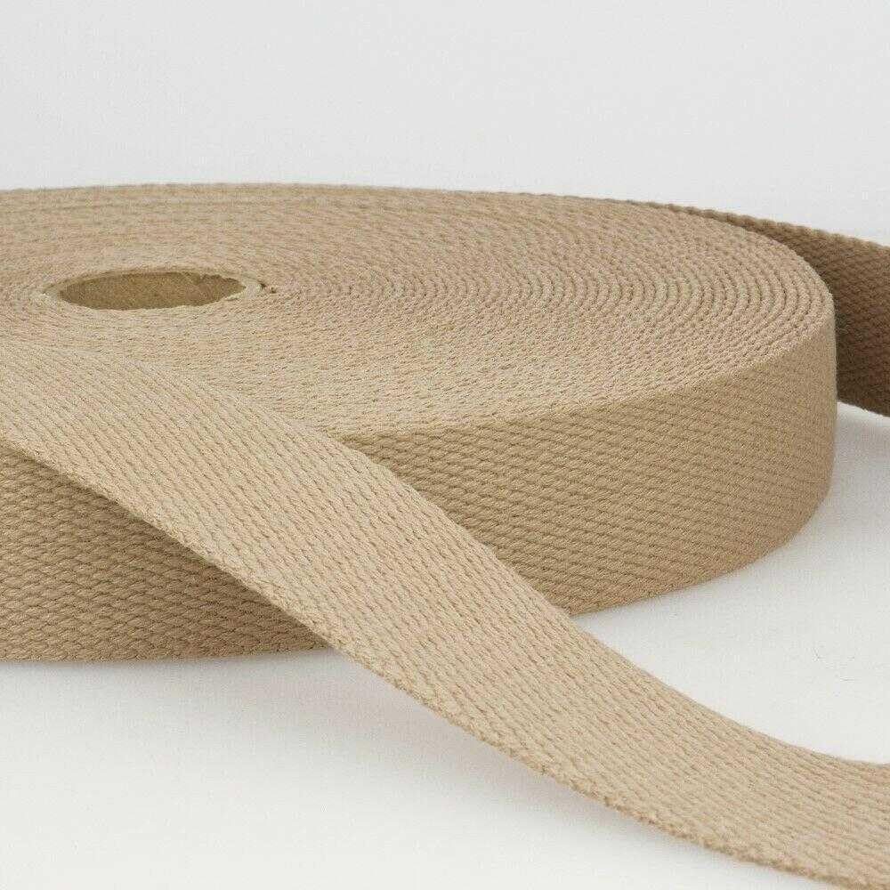 25mm Cotton Webbing 2mm Strap 231D, 045 Taupe, 4 Metres โ image 1
