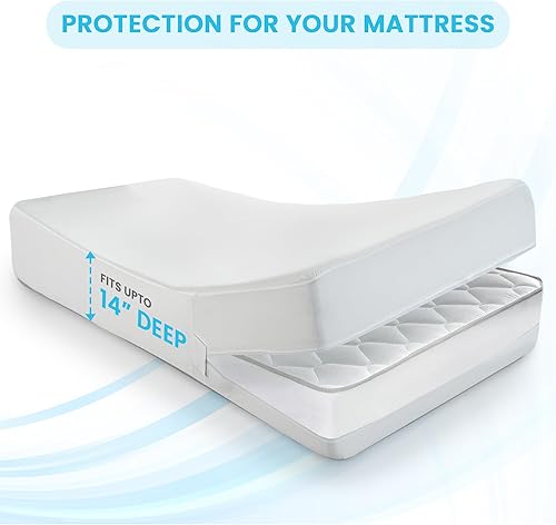 Miniatura 4 de LUX Décor - Funda de colchón con cremallera tamaño Queen, a prueba de chinches, 100% impermeable, protector de colchón de 14 pulgadas de