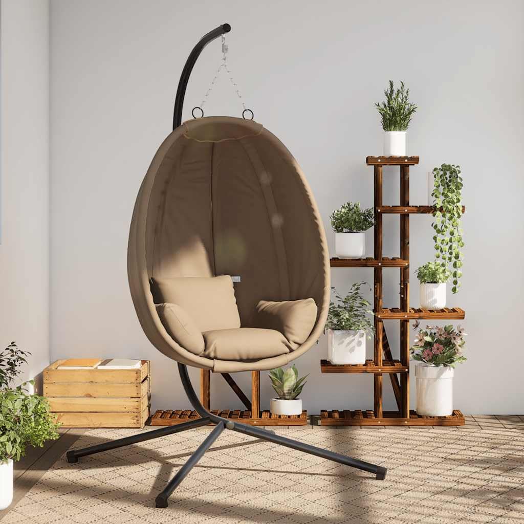 Genérico Silla Colgante Huevo con Soporte Tela y Acero Gris Taupe,Casa y jardín,Jardín,Artículos de Exterior,Balancines de jardín-4007410