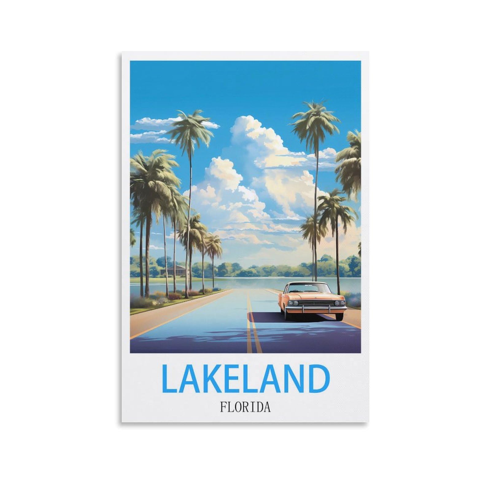 Vintage Metal Tin Sign,Lakeland Florida,Travel Tin Signs Metal Poster Wall Decor Office Cafe Bathroom Badroom 15x30cm