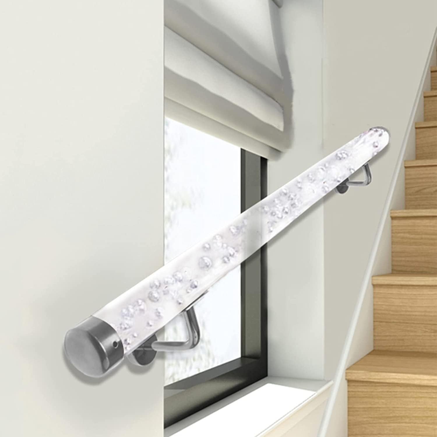 Handrails Clear Acrylic Handrail for Stairs - 3ft/4ft/5ft/6ft/10ft/12ft/14ft/20ft Non-Slip Transparent Indoor Stair Handrails for Home Kindergarten Corridor Railing Loft, Staircase Handrail Complete K