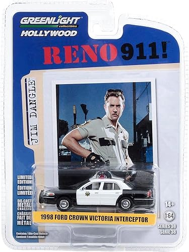 Miniatura 2 de Greenlight 44980-B Hollywood Series 38 - Reno 911! - Interceptor de policía Crown Victoria 1998 del teniente Jim Dangle - Departamento del Sheriff