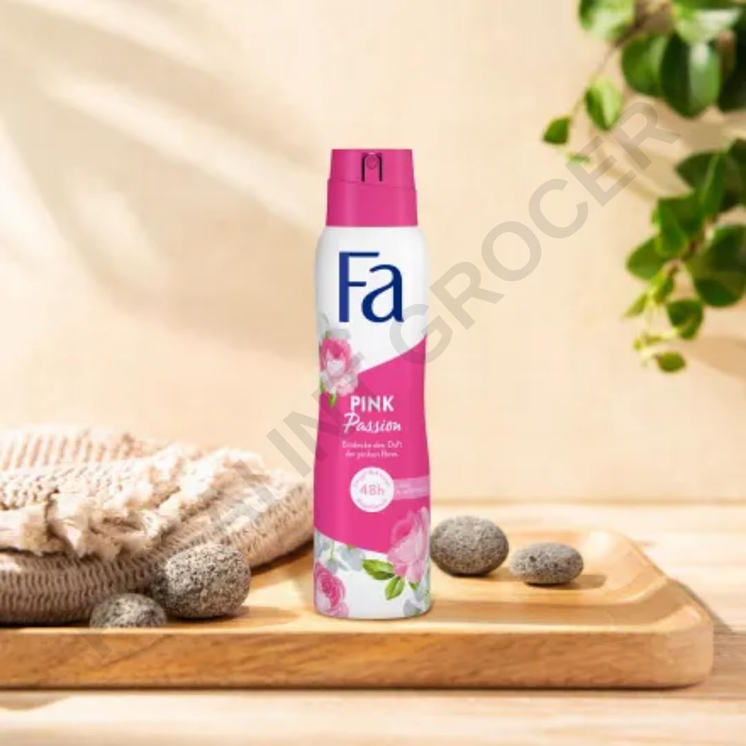 Deospray Pink Passion pinke Rose 48h Deo-Schutz ohne Aluminiumsalze 150 Mililiter x 10 STÜCK mit Pufai Grocery