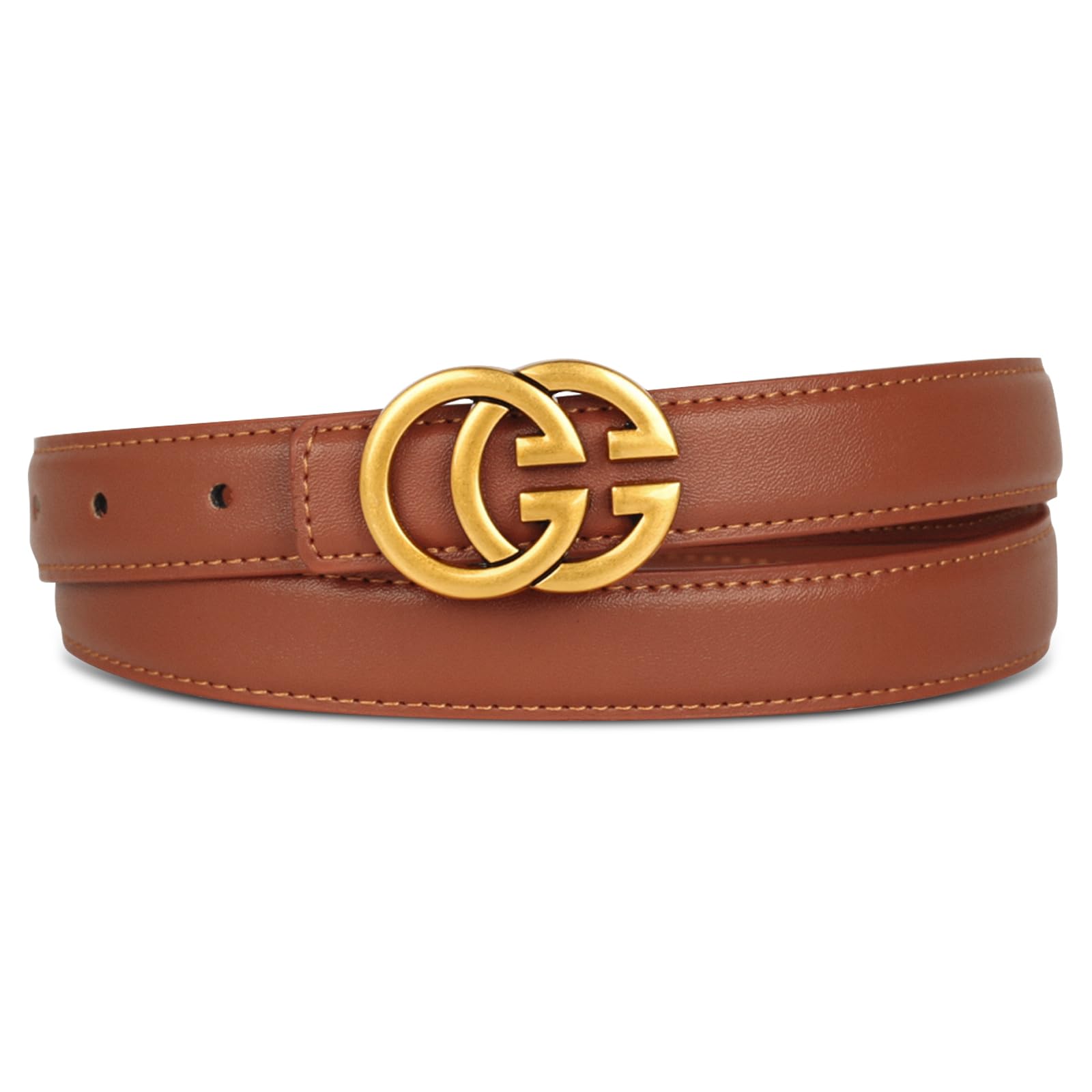aurolran women's leather belt with buckle - ideal for dresses, jeans, and coats