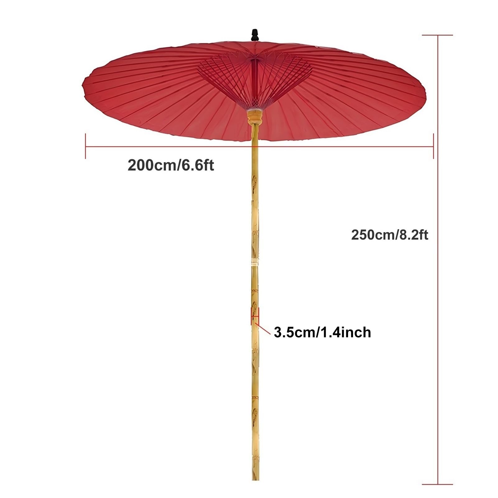 200 cm bambusowy parasol ogrodowy Shanghai, okrągły parasol ogrodowy w stylu retro Oil Paper, wodoodporny składany parasol ogrodowy