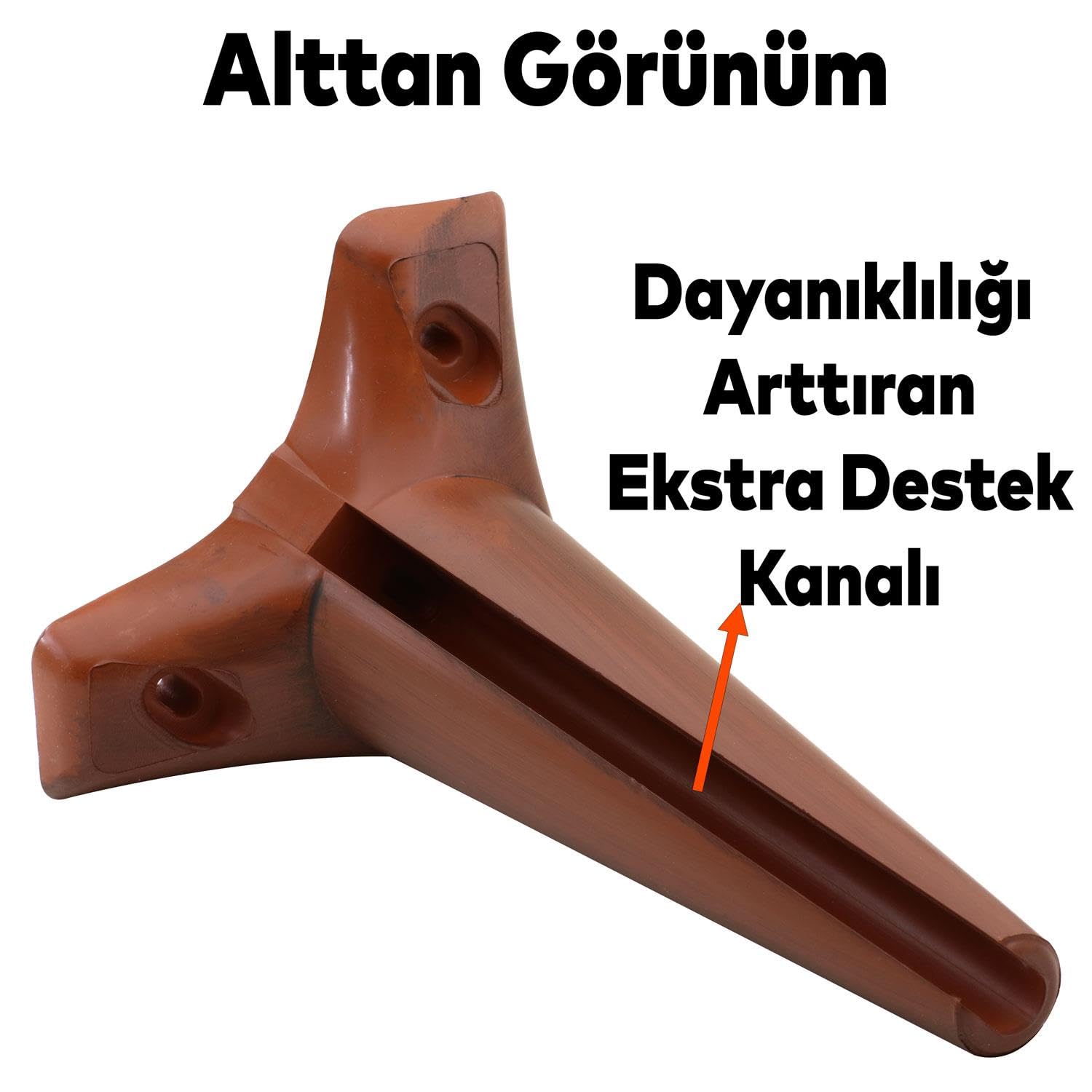 Badem10 4 ADET Aspen Lüks Mobilya Kanepe Sehpa Puf Koltuk Ayağı 18 cm Kahverengi Ahşap Desenli Baza Ayak