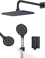 KOJOXSANITARY Matte Black 11-Inch Rainfall Shower System with Filtered 6-Mode Handheld, Brass Valve & Diverter