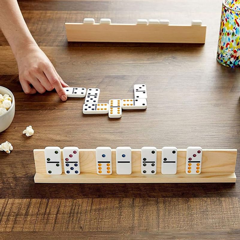 Lot De 4 Supports En Bois Pour Dominos - Rack De Jeu Pratique Pour Dominos, Triominos, Mahjong - Stable Et Solide
