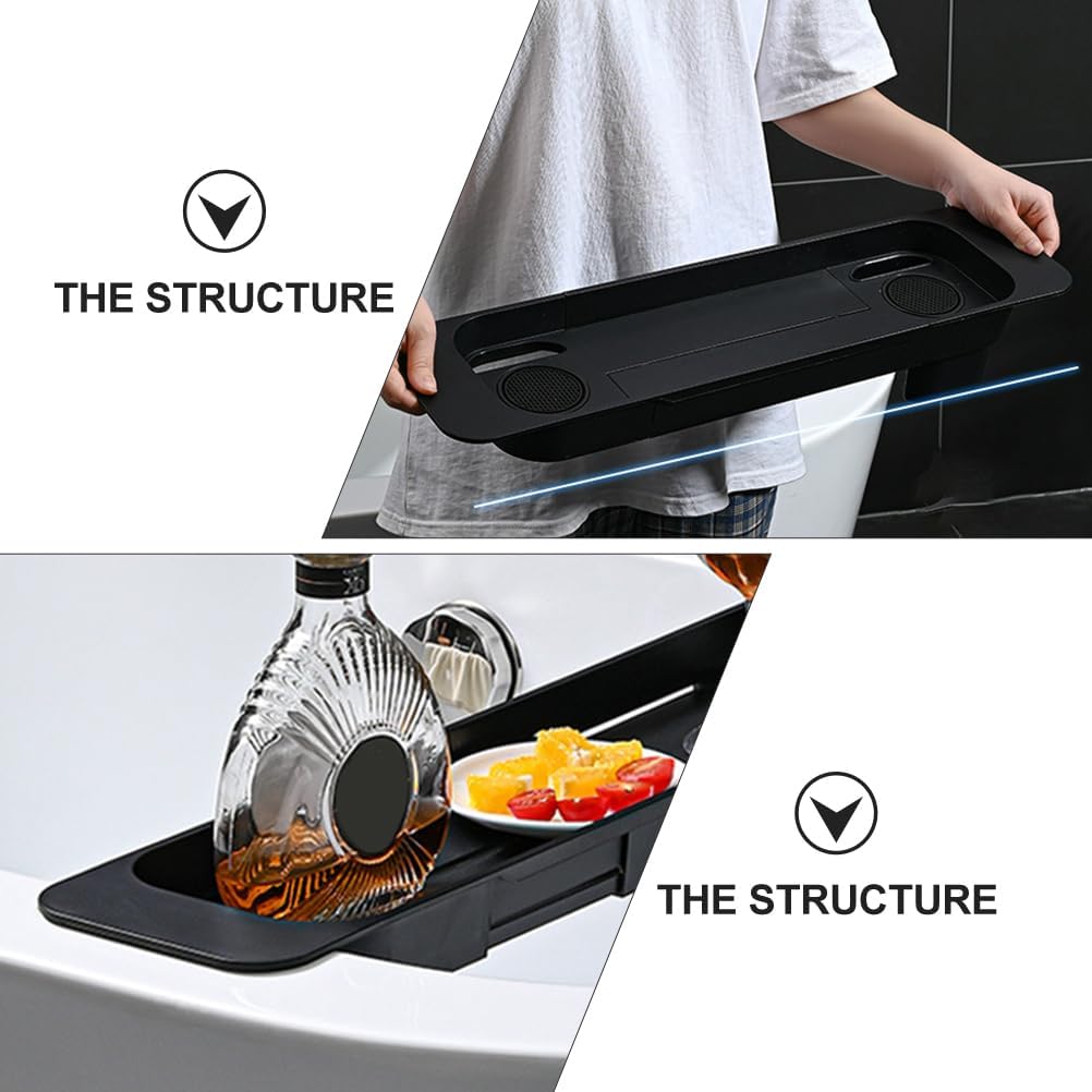Garneck 1pc Telescopic Bathtub Frame Metal Shelf Spa Tub Metal Bracket Bathtub Trays for Tub Shower Organizer Tray Table Tray Bath Table Tray Shelves Soap Dish Desk Plastic