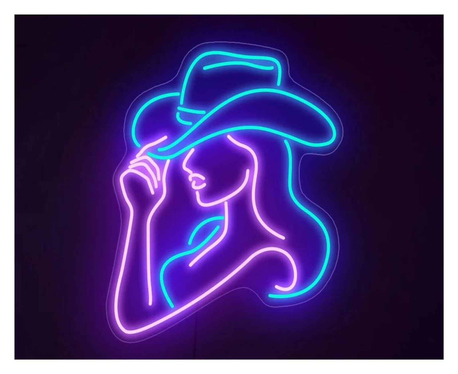 SHOUXI Sign Lamp Cowgirl Neon Sign, Western Girl Bar Decor(A,60cm)