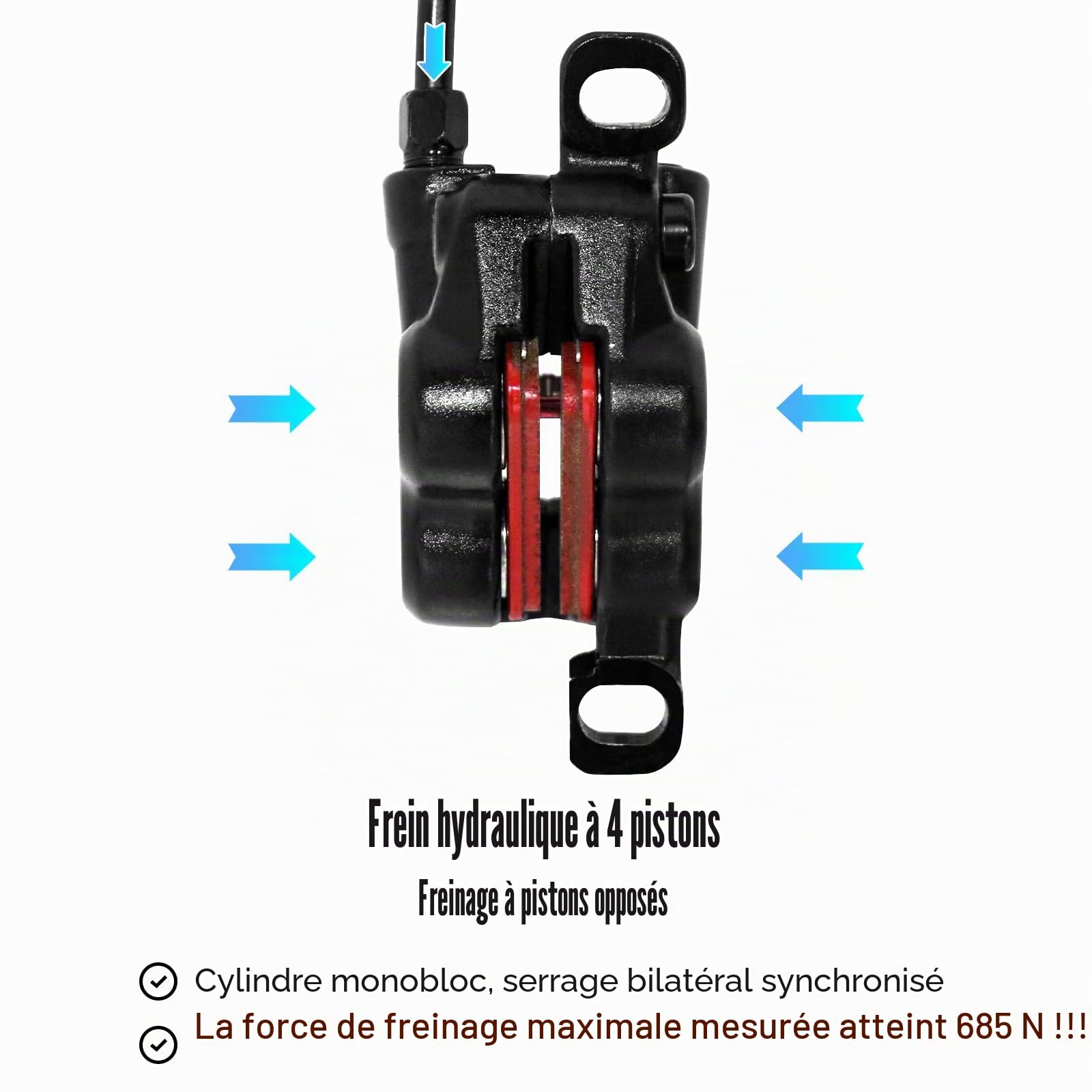 MTB MTB Freins à Disque Hydrauliques, Freins à Disque Hydrauliques Avec Rotor 160mm, Avant Gauche/Arrière Droit, Adaptés pour VTT BMX