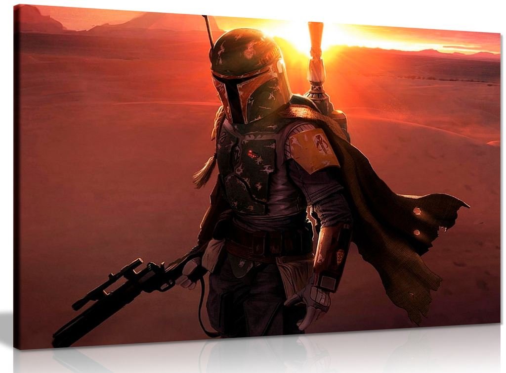 Panther Print Earthy Tones Star Wars Bobba Fett Canvas Wall Art Picture Print (30X20in)