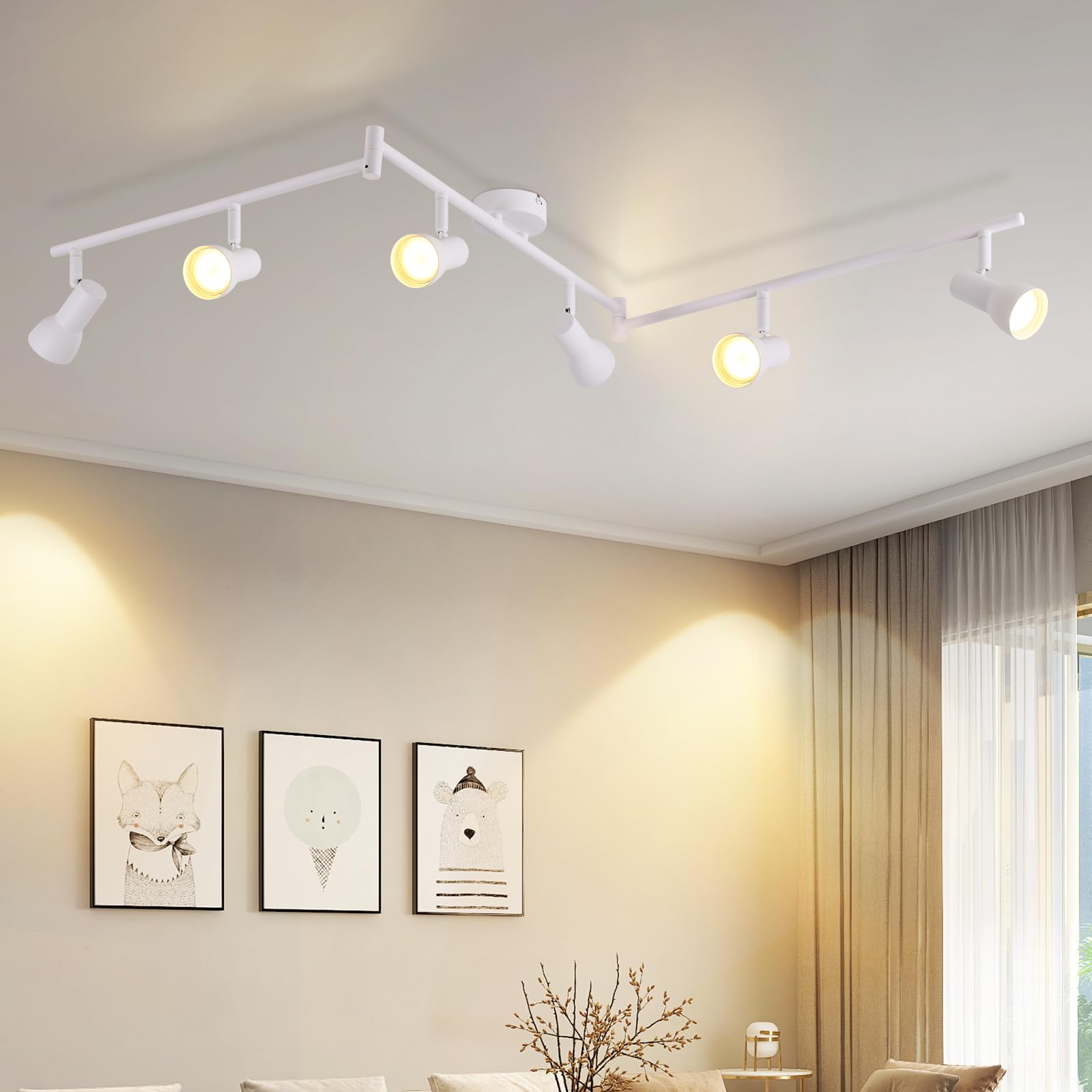 spot plafond 6 ttes, design moderne, 350 inclinable, GU10 mtallique