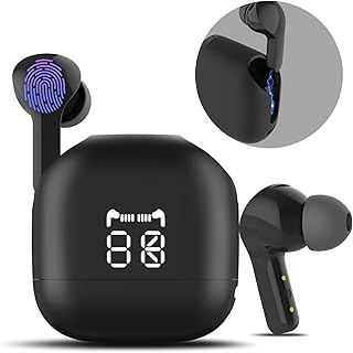 True Wireless Earbuds ENC Noise Cancelling TWS Bluetooth Earphones Deep Bass Hi-Fi Stereo Sound in-Ear Earphones with Mic Voice Assistant Touch Control 60ms Low Latency Headset for Work Gaming Sport