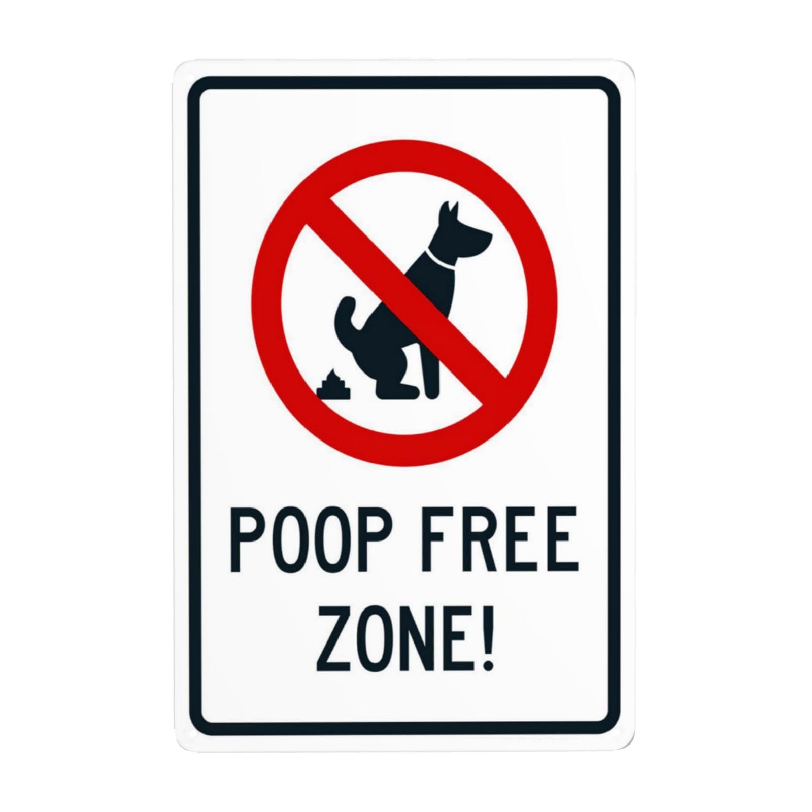 Poop Free Zone With Graphic Symbol Vintage Metal Pet Restriction Sign 12x8 Inch