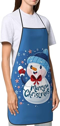 Miniatura 4 de Delantal de cocina de nieve de Navidad para delantales impermeables de cocina, barbacoa y babero Pubnico para chefes, mujeres y hombres