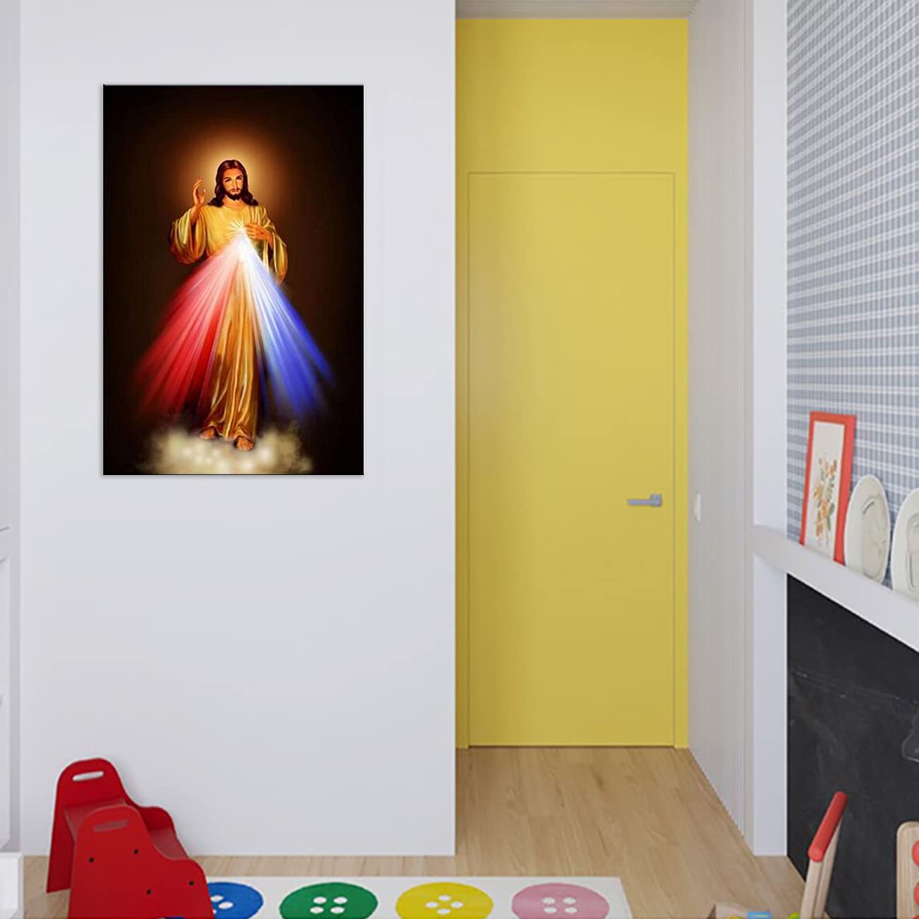 ZHONGYUTONG Stampe su tela di Gesù incorniciate Immagine della Divina Misericordia Cristo dipinto da parete Poster motivazionale del film d'amore (40x60cm)