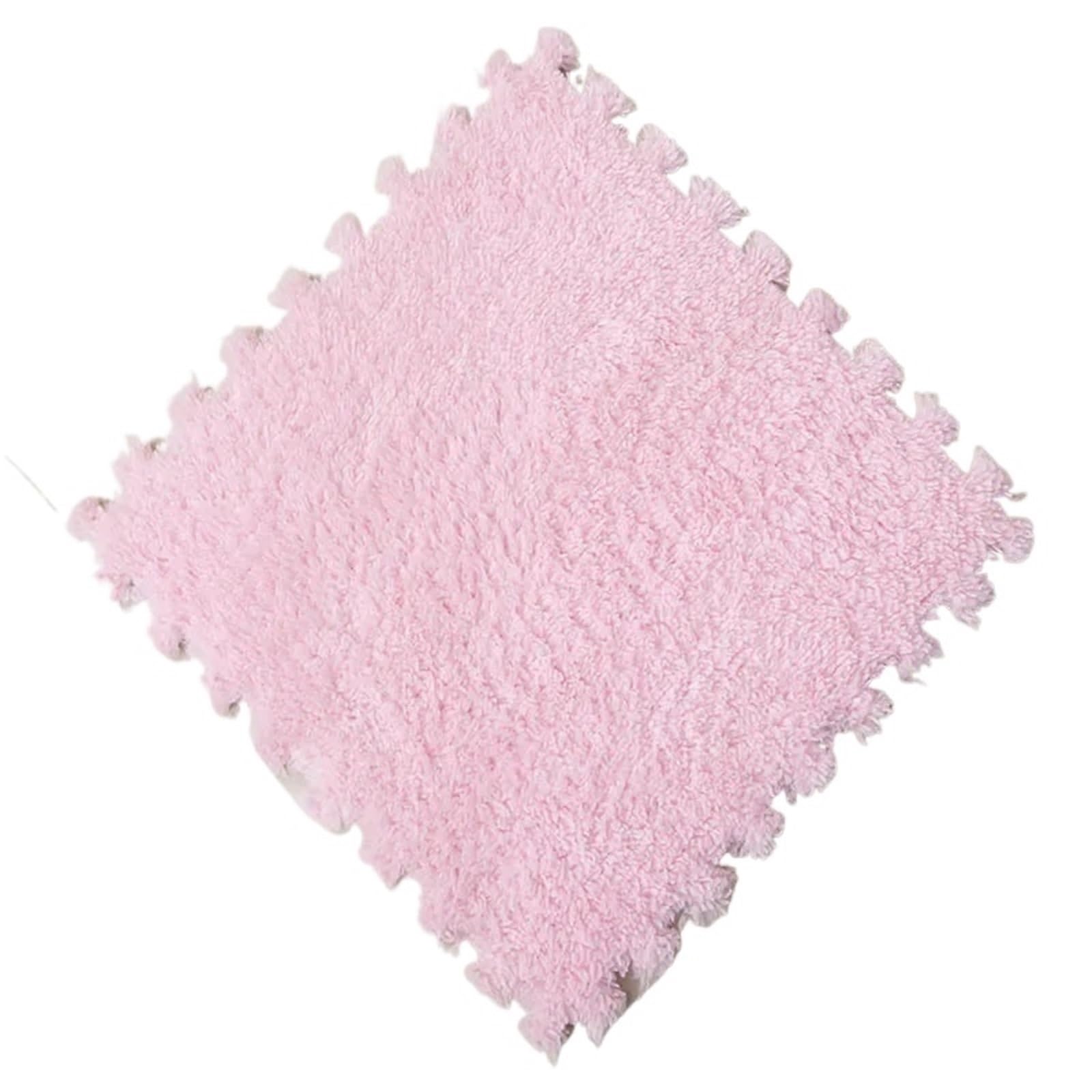Plüsch-Puzzlematte, Plüsch-Puzzle Langhaar-Schaumstoff-Bodenmatte, Mehrfarbig, 10/20 Stück(Pink,10Pcs)