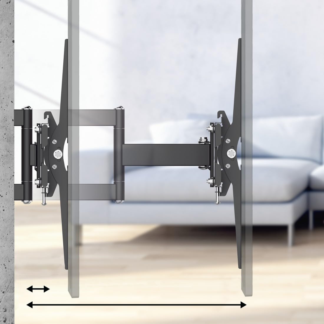 Hama | Soporte TV Pared articulado, Giratorio e inclinable para Pantallas de 32 a 84 Pulgadas. (Giro 180°, Inclinación +5/-12°, Carga 50kg, VESA 600x400) Negro.