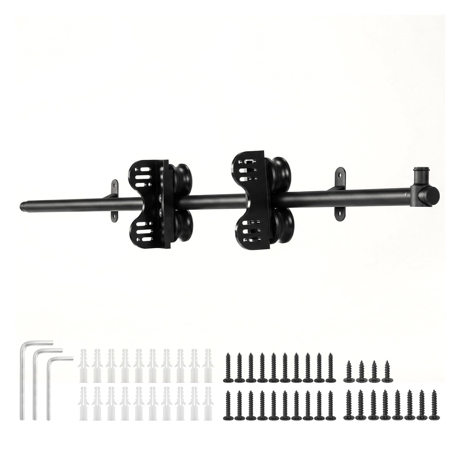 Strafbrg One Color 39Inch Sliding Ladder Hardware Kit With Floor Roller Wheels Telescopic Top Hook,Smooth Gliding