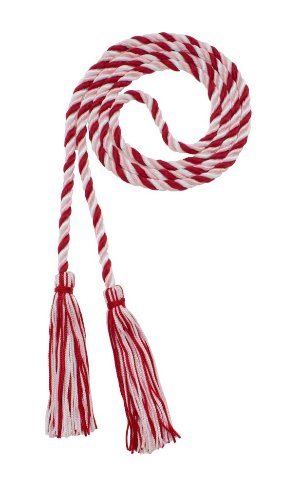 Tassel Depot Graduation Honor Cord - Red/Light Pink/White - Every School Color Available - Made In Usa