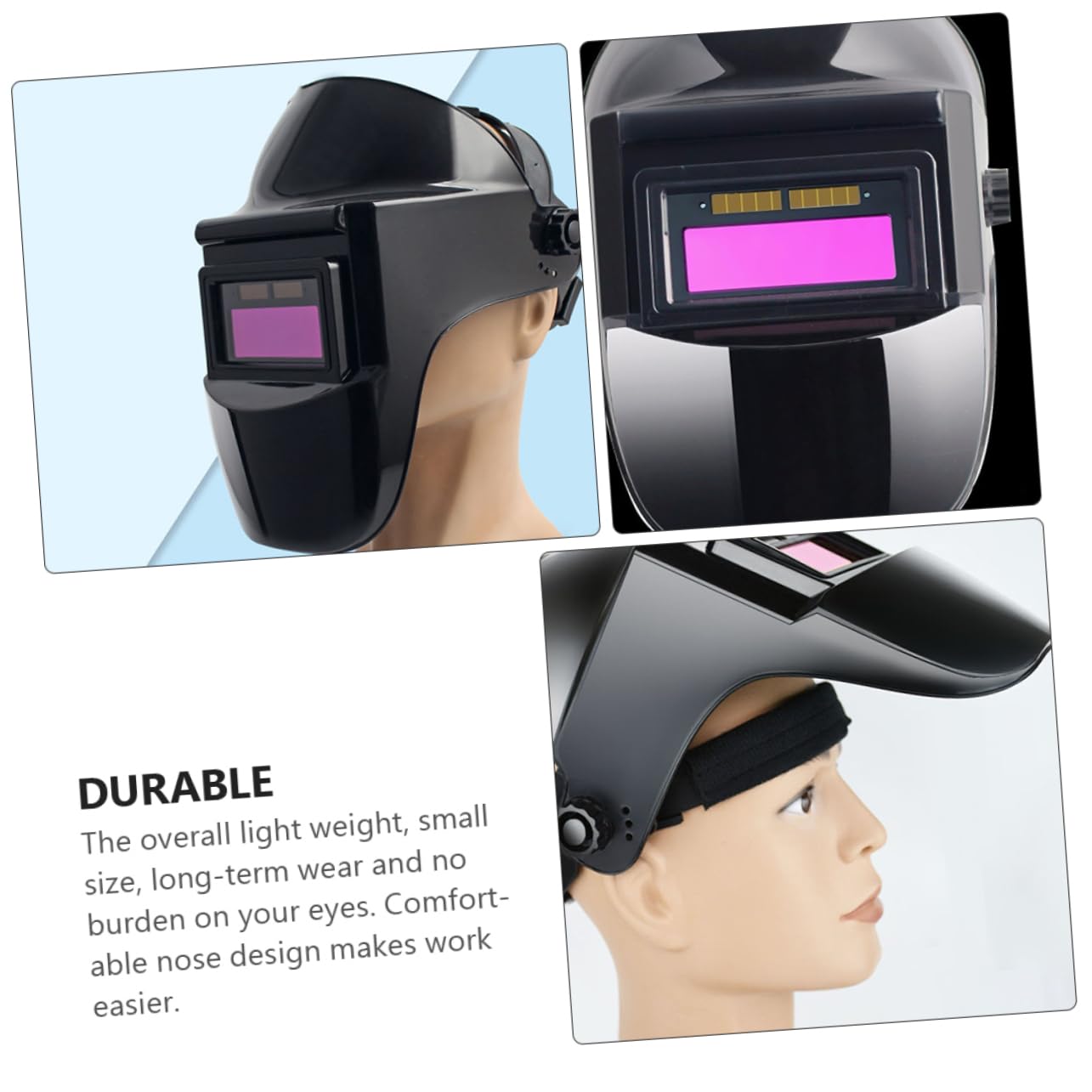 HOMSFOU Maschera per Saldatura Automatico Oscuramento Lcd Leggera in PC Nero Protezione Viso per Lavori di Saldatura