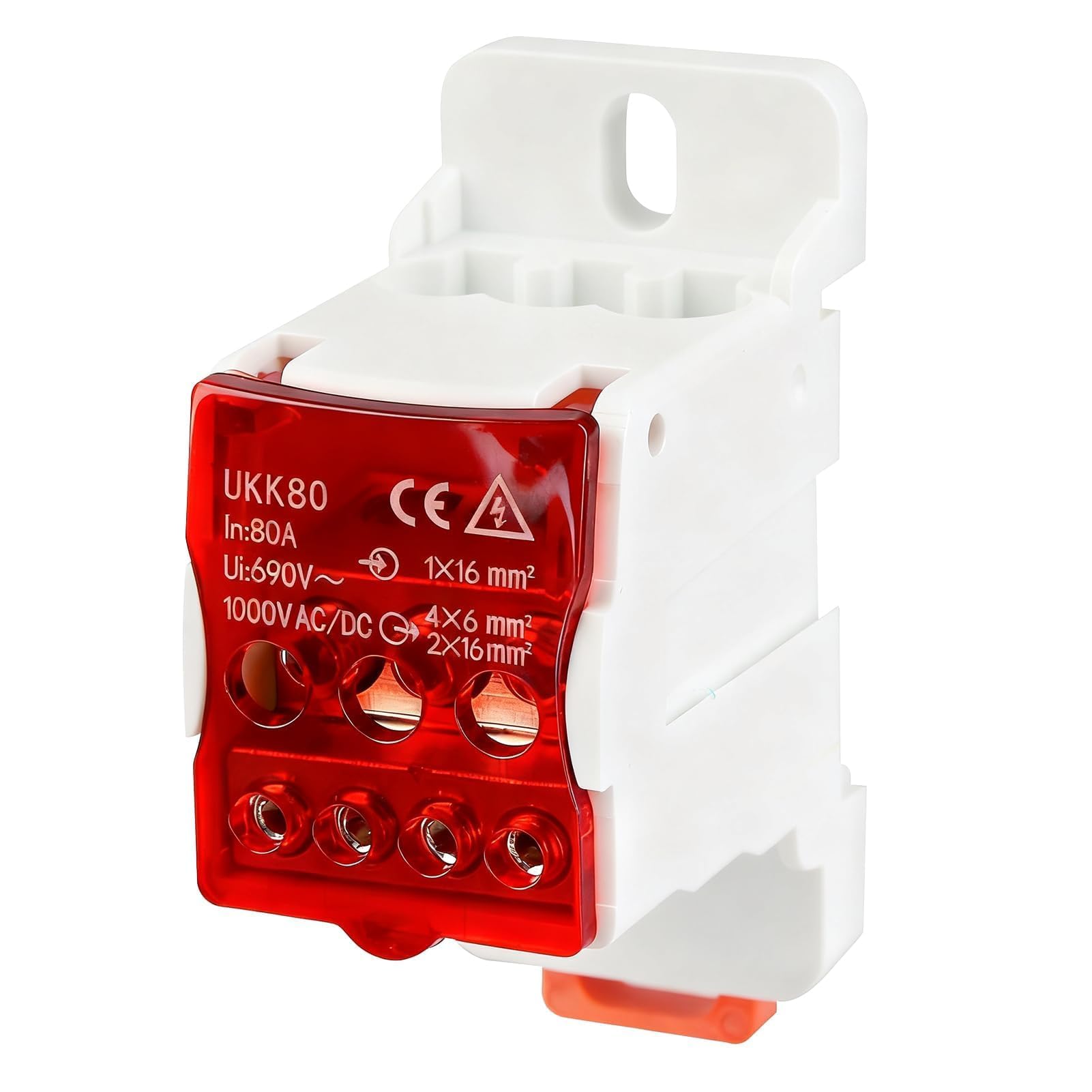 Morsettiera UKK-80A 690V - Scatola di giunzione splitter elettrico morsettiera guida DIN con coperchio di protezione per armadi di distribuzione ad alta tensione