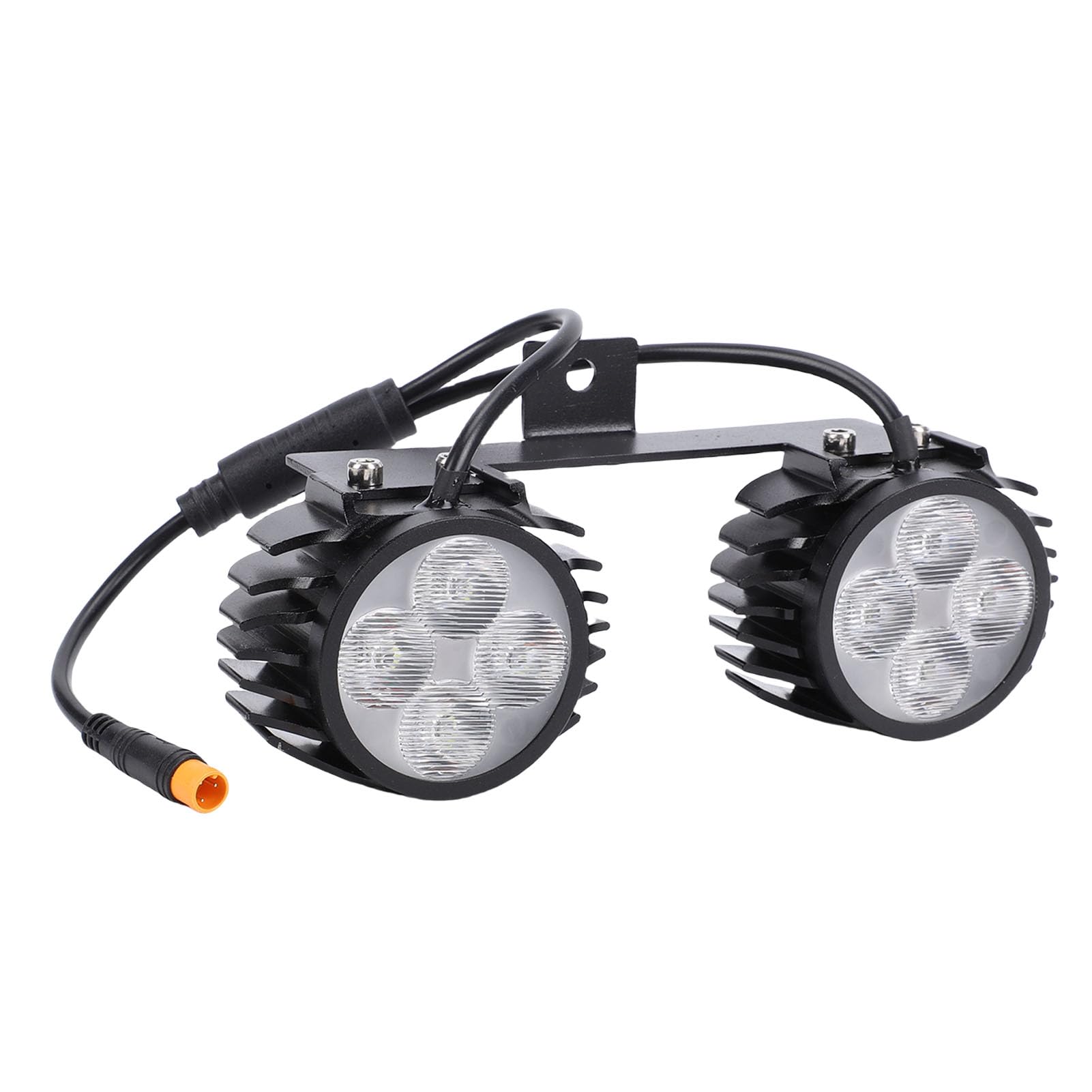 Tbest Luz Delantera de Doble Cabezal para Patinete Eléctrico, Lámpara LED Superbrillante de Aleación de Aluminio para Manillar, para Bicicletas, Motocicletas, Vehículos Compartidos