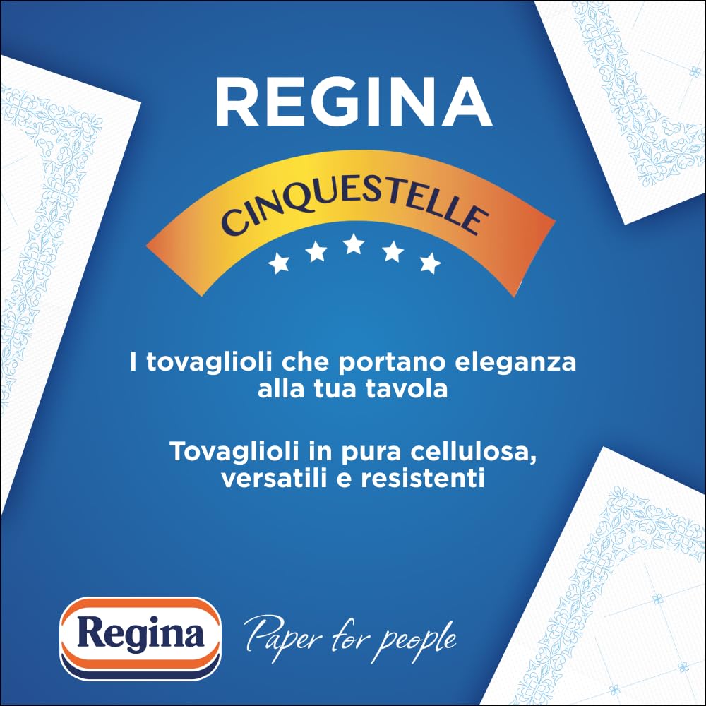 Regina Cinquestelle – 18 paquetes de 43 servilletas de 2 capas, versátiles y elegantes, elegantes decoraciones, 100% pura celulosa certificada FSC