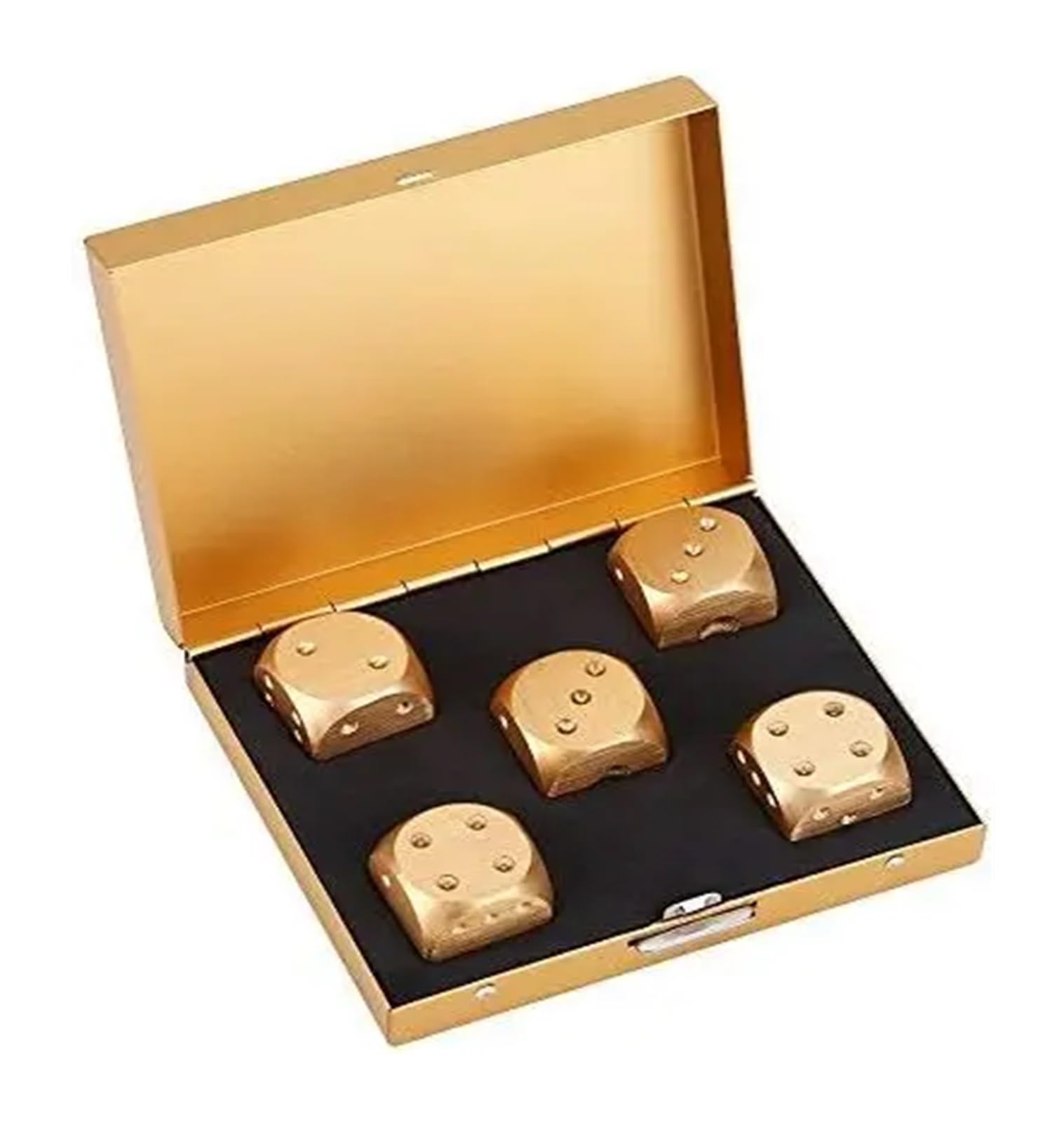 5 sztuk precyzyjnych aluminiowych kostek do gry w pudełku, gra kempingowa, poker, rekwizyty na imprezę, zestaw kości, solidny metal, srebro, złoto(Gold Square)