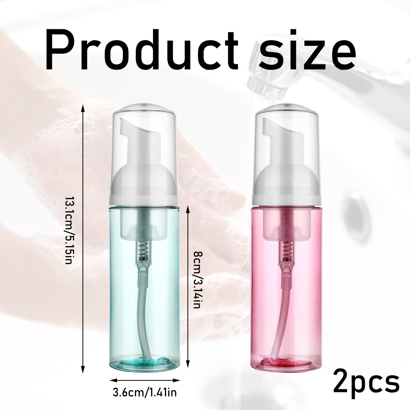 2PCS Foam Pump Bottle Travel Portable Small Size Mousse Foam Soap Dispenser Durable and Sturdy Foam Soap Dispensers Empty for Face Wash Lash Shampoo Skin Care Shampoo Cosmetics Packaging - Image 2