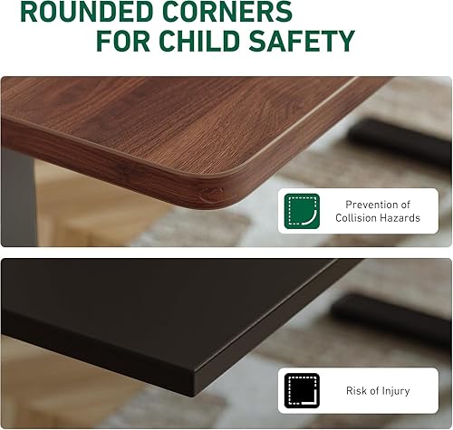 Miniatura 47 de FEZIBO Escritorio eléctrico de altura ajustable con cajón, tablero de 63 x 24 pulgadas, marco negro/parte superior negra Negro -,Negro Nuez (Black