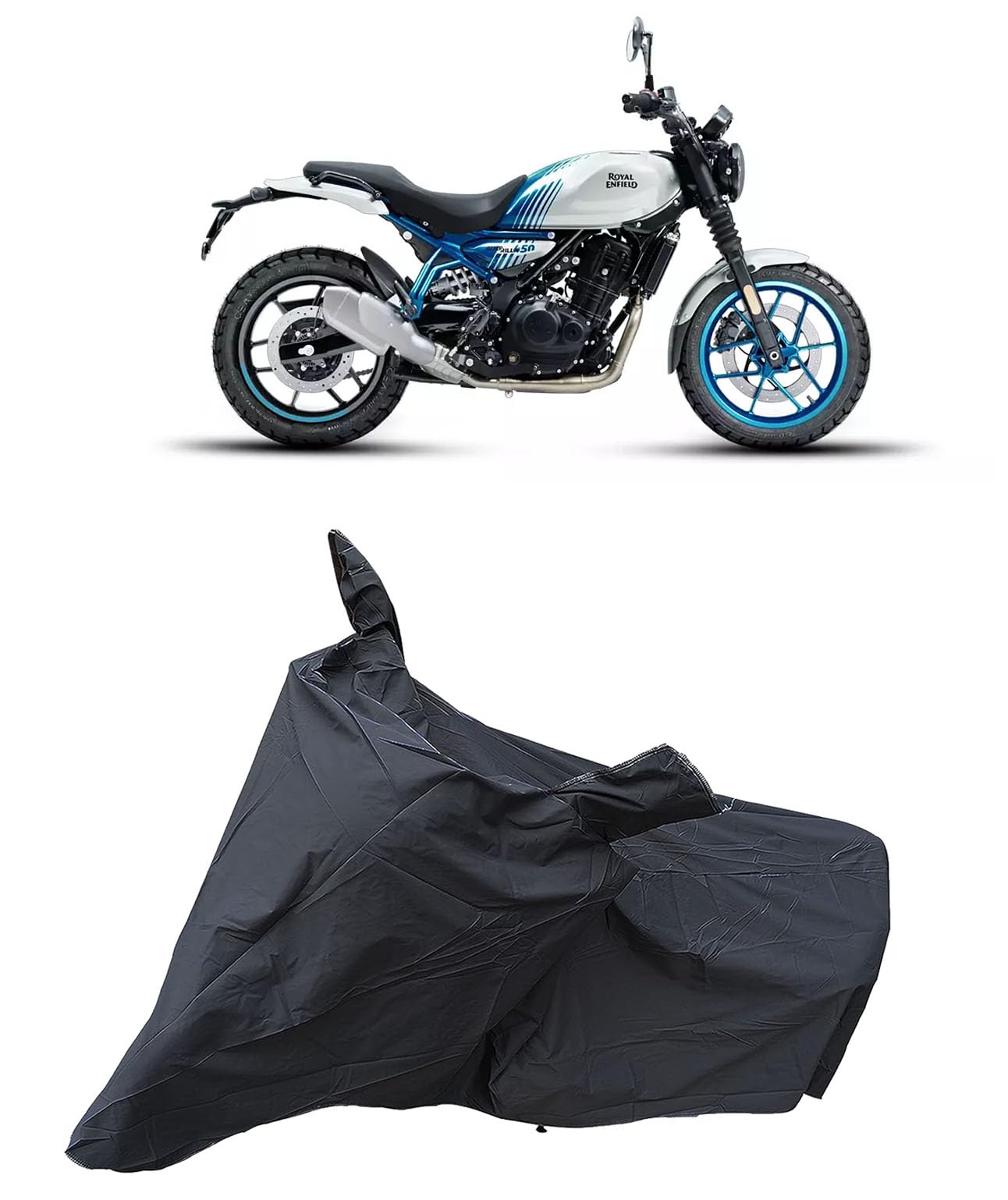 Re Guerrilla 450 Waterproof Bike Body Cover | Snow + Sun & Dust Protection Easy To Clean + Belt With Lock, Compatible With Re Guerrilla 450, Black-image-37