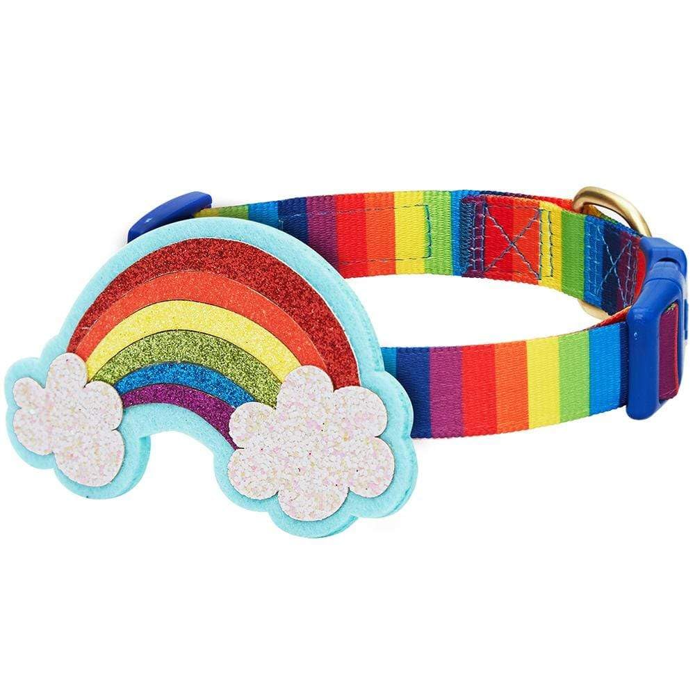 Blueberry Pet The Perfect Rainbow Adjustable Dog Collar with Blingy Decor, Medium, Neck 14.5"-20"