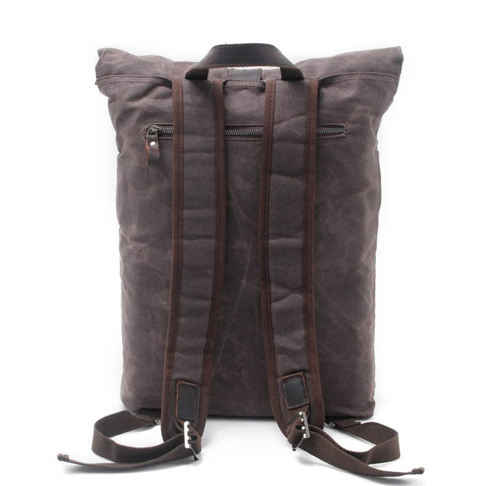 Mochila de Cuero para Hombres Bolsa de Senderismo Vintage Mochila de Cuero Impermeable al Aire Libre Mochila de Lona Batik-01#