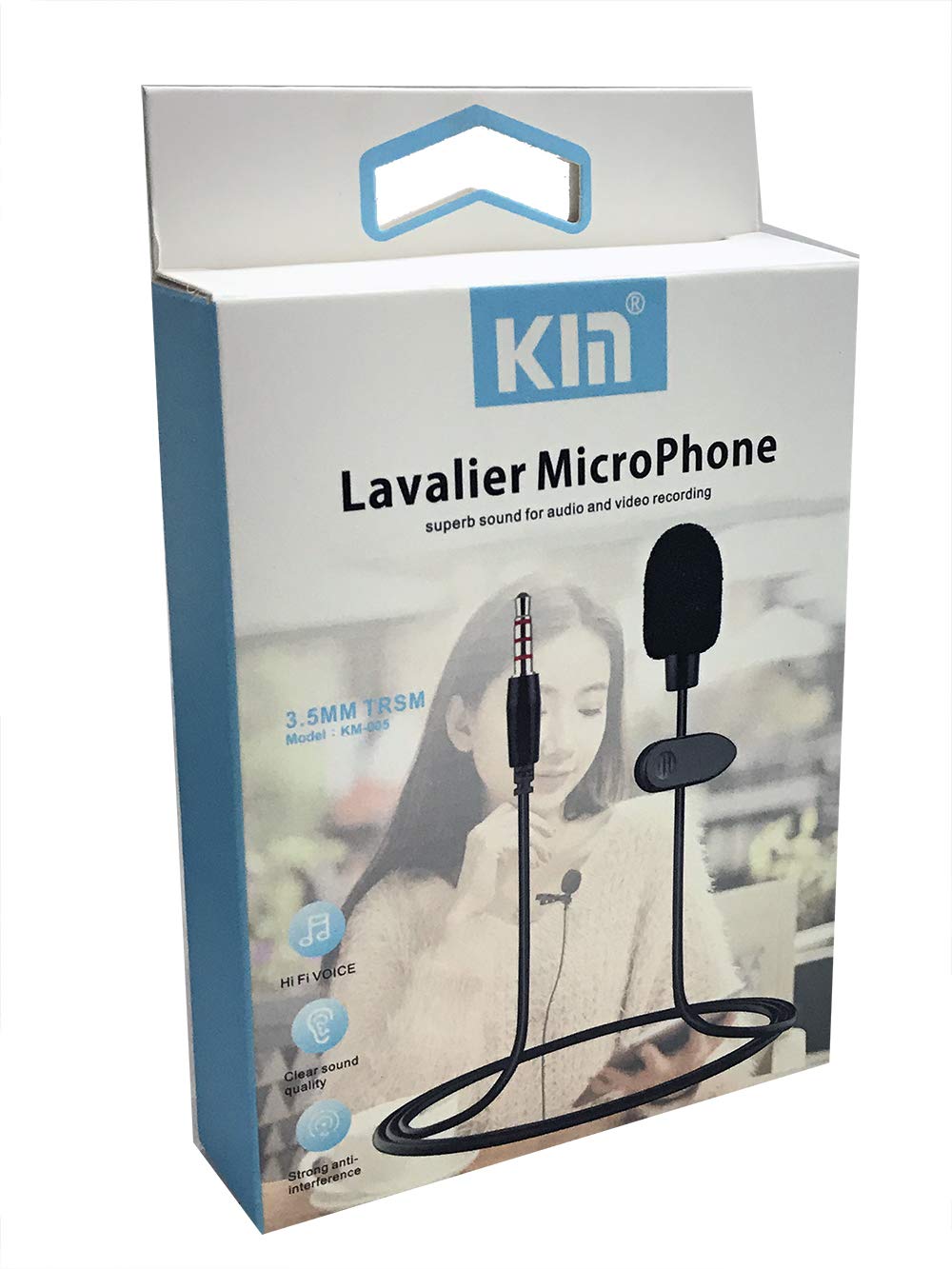 KM Portable Multipurpose Lavalier Microphone 3.5mm Jack Handsfree Wired Condenser Mic For phone tablet