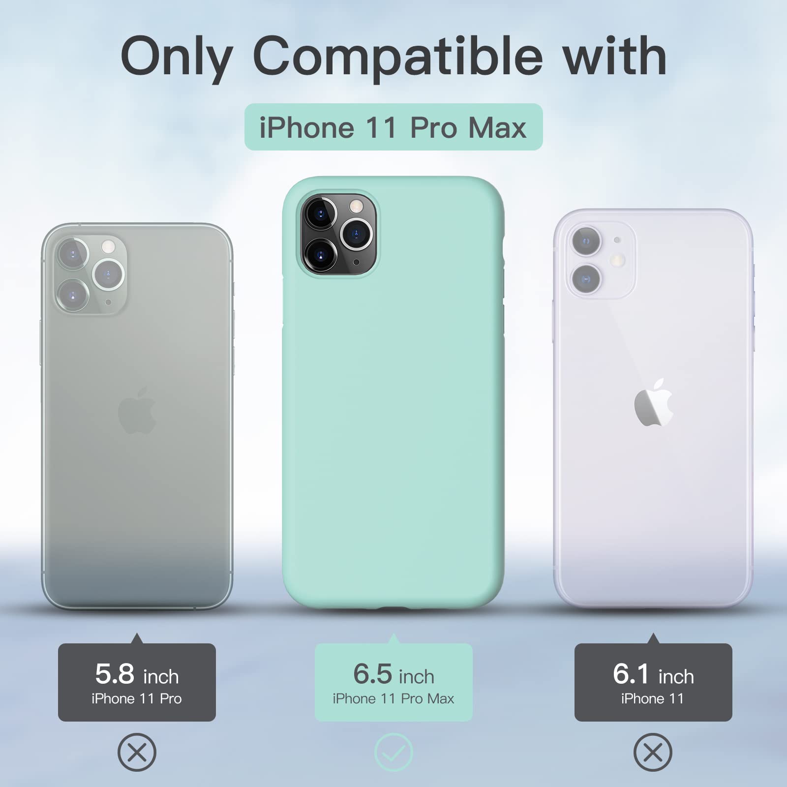 GOODVISH Cover per iPhone 11 Pro Max 6.5 '', Silicone Morbida Case con Fodera in Microfibra, Protettiva Antiurto Antiscivolo Progettata per iPhone 11 Pro Max Custodia, Marino Verde